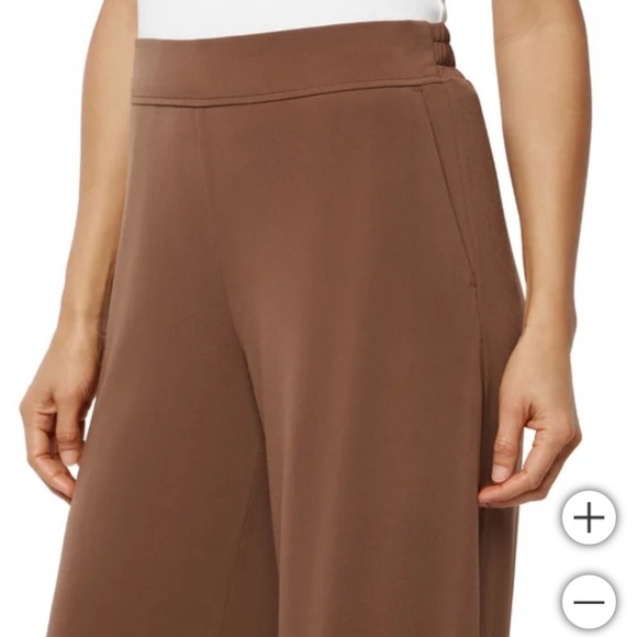 NWT Three Dots Women's Pull-On wide leg brown Pant - Picture 4 of 8